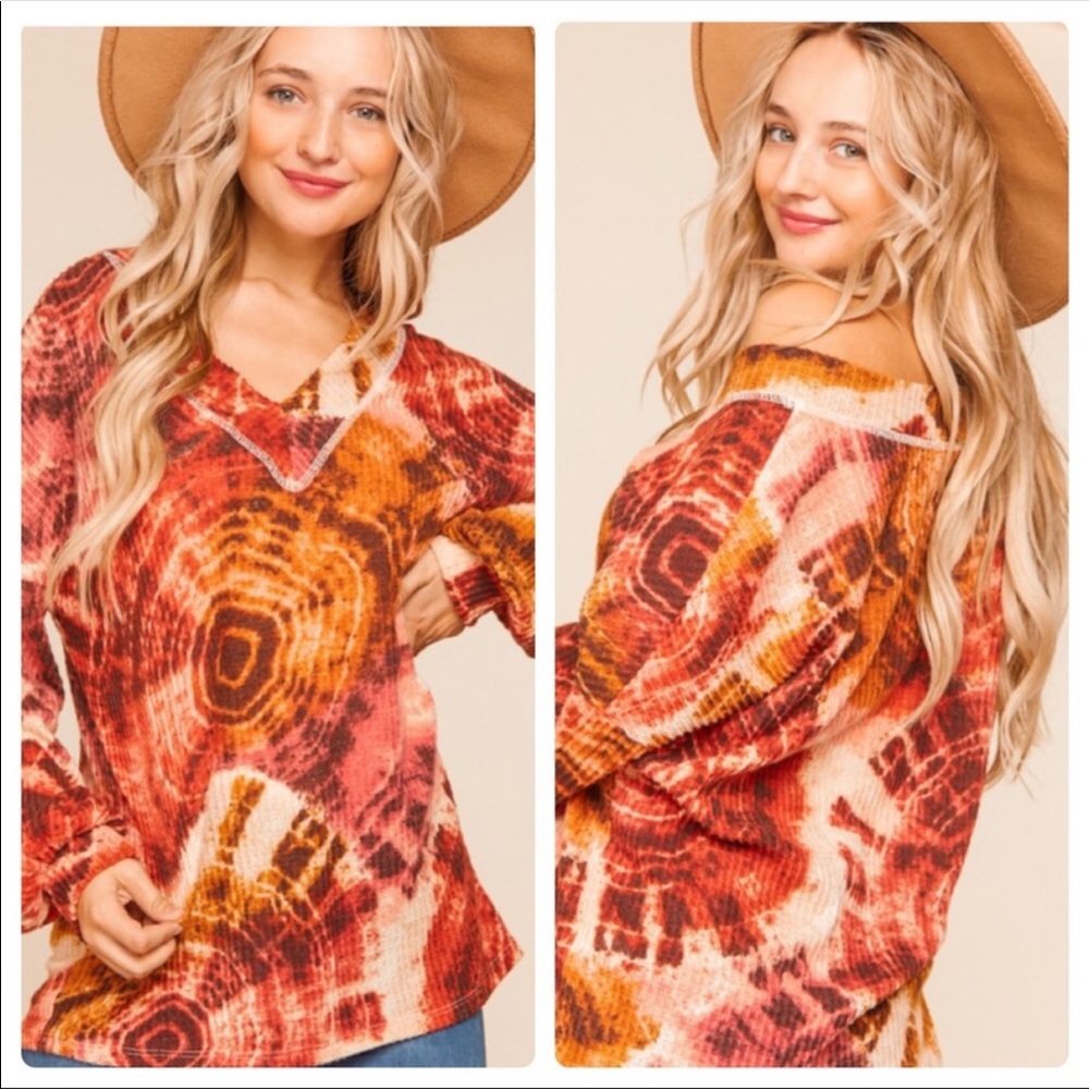 🆕Waffle knit tie dye top